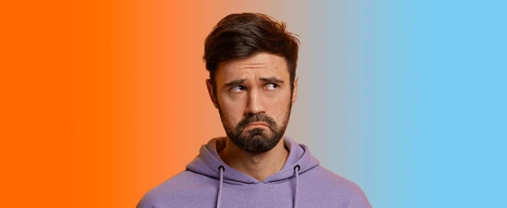 Sad man looking to the side